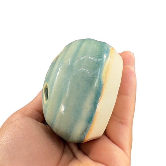 Studio Art Pottery Flower Frog Light Green Glaze Pottery Hand Made Stoneware VTG - Picture 7 of 11